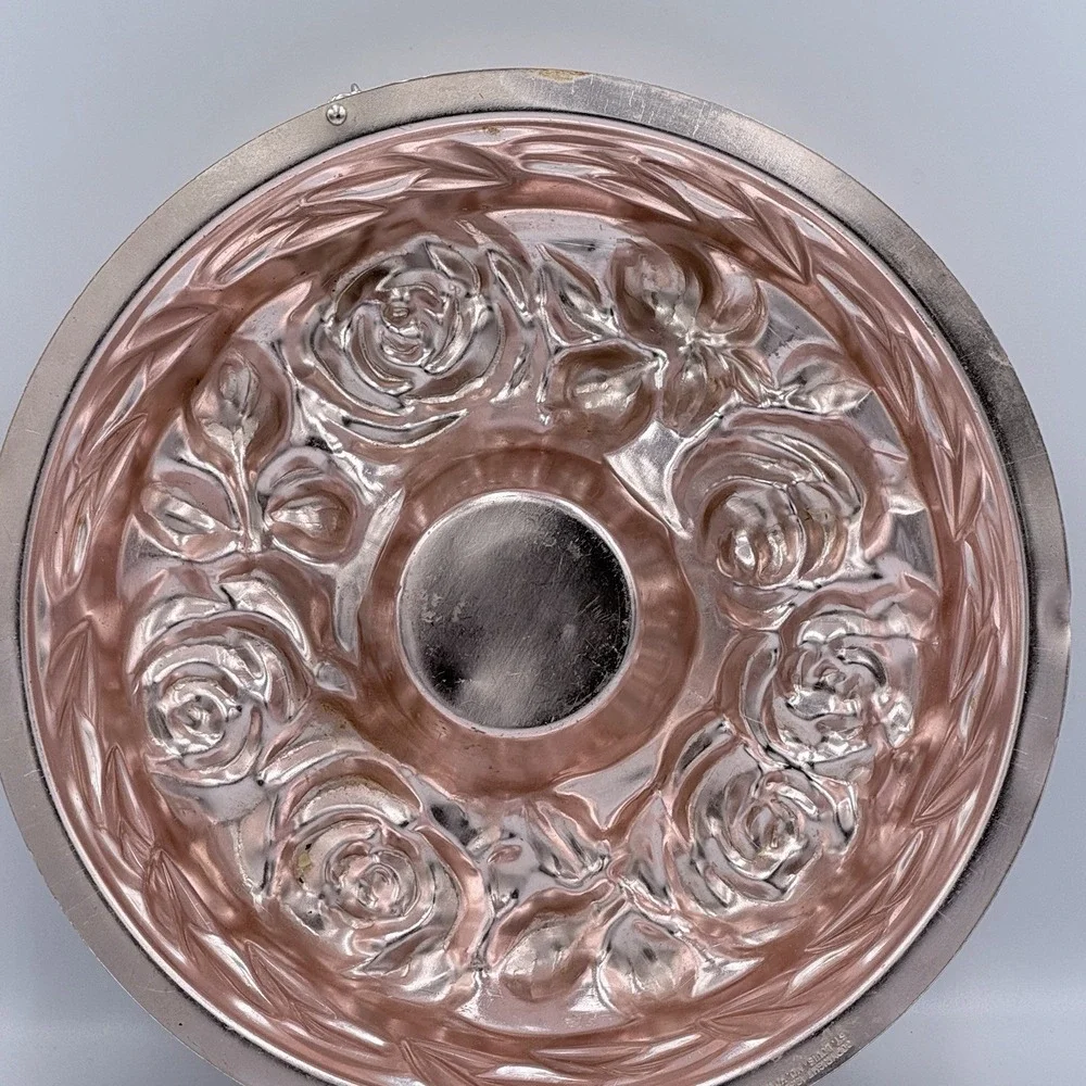 VTG Pink Rose Wall Hanging Mold Coquette Floral Kitchen Decor 5 Cup Cottage